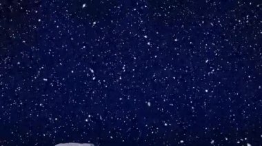 Kış manzarası ve Noel dekorasyonlu ev animasyonu. Noel, gelenek ve kutlama konsepti dijital olarak oluşturuldu.