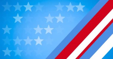 Amerikan modelinin bayrağı üzerinde hareket eden çizgilerin animasyonu. Amerikan vatanseverliği, bağımsızlık ve kutlama konsepti dijital olarak oluşturulmuş video.