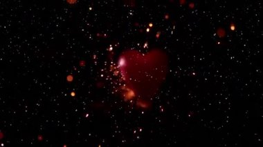 Parlayan ışıklar üzerinde hareket eden kalbin animasyonu. Sevgililer Günü, gelenek ve kutlama konsepti dijital olarak oluşturulmuş video.