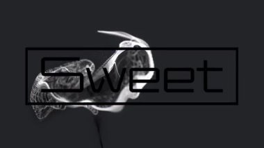 Parlayan dalganın üzerinde tatlı metin animasyonu. Video oyunu, eğlence ve dijital arayüz kavramı dijital olarak oluşturuldu.