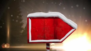 Tahta okun üzerine düşen karların animasyonu kış manzarasında şarkı söylüyor. Noel, kış, gelenek ve kutlama konsepti dijital olarak oluşturulmuş video.