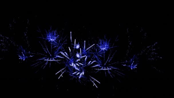 Animación Símbolos Navideños Sobre Fuegos Artificiales Sobre Fondo Oscuro Navidad — Vídeo de stock