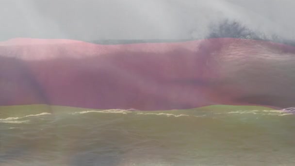 Denizde Dalgalanan Dalgaların Üzerinde Dalgalanan Alman Bayrağının Animasyonu Vatanseverlik Bağımsızlık — Stok video