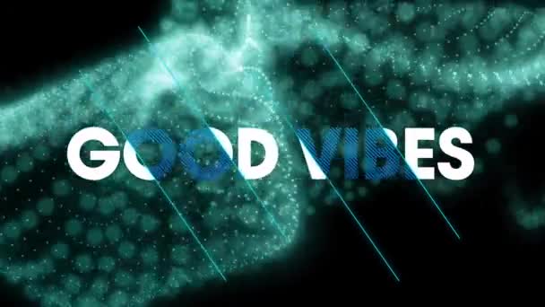 Animace Dobrých Vibrací Textu Přes Zářící Pohyblivou Vlnu Video Hra — Stock video