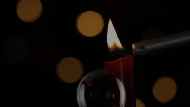 Animación Vela Encendida Con Puntos Luz Parpadeantes Recuerdo Celebración Tradición — Vídeo de stock