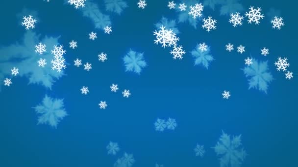 Animación Nieve Cayendo Sobre Fondo Azul Navidad Tradición Concepto Celebración — Vídeo de stock