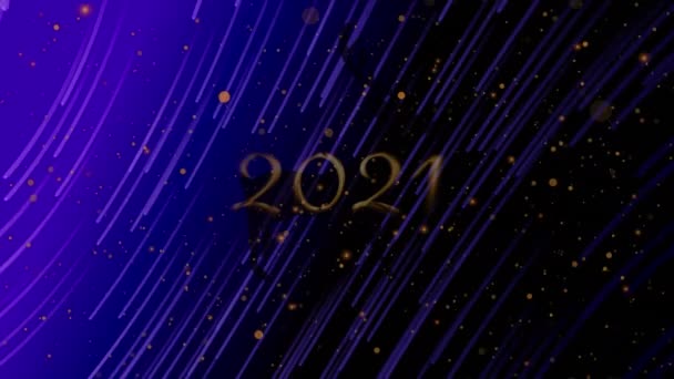 Animation 2021 Text Running Reindeer Falling Stars Dark Background Christmas — Stock Video