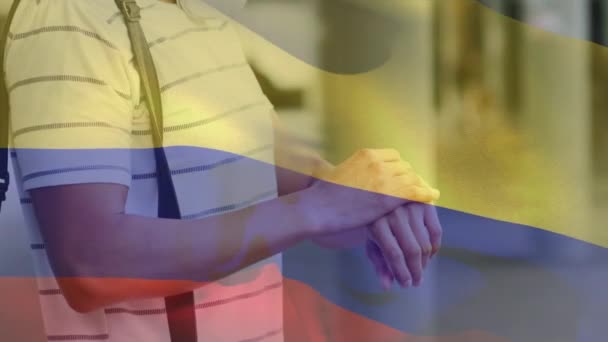 Animation Der Kolumbianischen Flagge Die Während Der Pandemie Des Jahrhunderts — Stockvideo