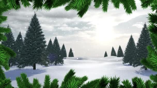 Animation Fir Trees Branches Winter Landscape Christmas Tradition Celebration Concept — Stock Video