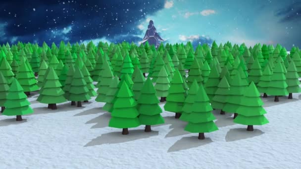 Animazione Abeti Sul Paesaggio Invernale Natale Tradizione Concetto Celebrazione Video — Video Stock