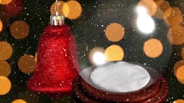 Animáció Karácsonyi Labda Üveg Labda Felett Esik Bokeh Karácsony Tél — Stock videók