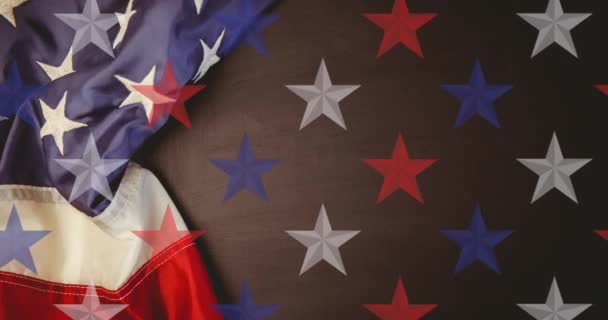 独立日的动画文本覆盖了美国模式的旗帜 美国的爱国主义 独立和庆祝概念数码视频 — 图库视频影像