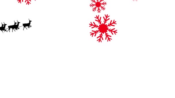 用白色背景的驯鹿在雪橇上动画桑塔 圣诞节 传统和庆祝概念数字制作的视频 — 图库视频影像