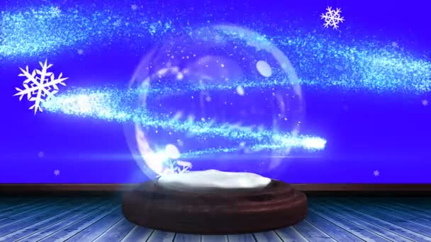 Animation 2021 Snow Globe Shooting Star Snow Falling New Year — Stock Video