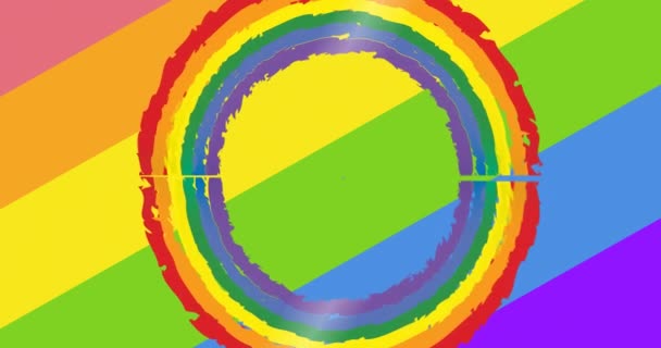 Animación Amor Texto Orgullo Con Bandera Sobre Rayas Arco Iris — Vídeos de Stock