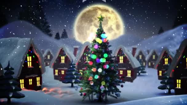 Animering Jul Dekoration Över Vinterlandskapet Jul Tradition Och Firande Koncept — Stockvideo