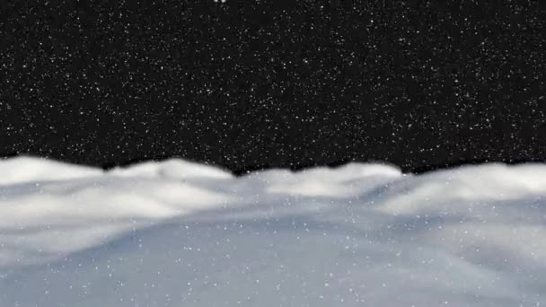 Animación Copos Nieve Árboles Nieve Cayendo Sobre Paisaje Invernal Navidad — Vídeo de stock