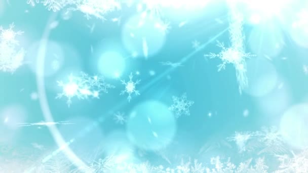 Animação Texto Natal Feliz Sobre Queda Neve Fundo Azul Natal — Vídeo de Stock