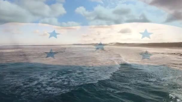 Animation Flag Honduras Blowing Beach Seascape Travel Holidays Patriotism Celebration — Stock Video