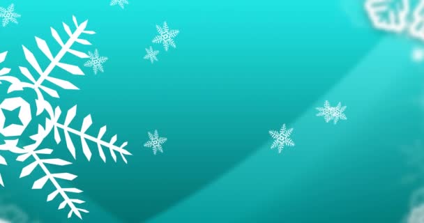 Κινούμενα Σχέδια Νιφάδων Χιονιού Που Πέφτουν Πράσινο Φόντο Χριστούγεννα Παράδοση — Αρχείο Βίντεο
