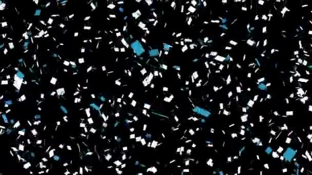 Анімація Набору Конфетті Падає Чорний Фон Концепція Світла Кольору Руху — стокове відео