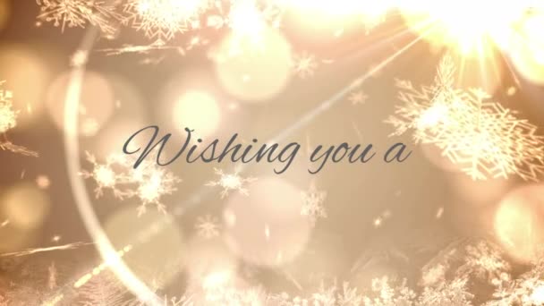 Animation Christmas Greetings Snow Falling Bokeh Christmas Winter Tradition Celebration — Stock Video