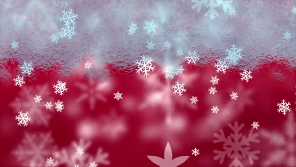 Animacja Śniegu Mrozu Czerwonym Tle Boże Narodzenie Zima Tradycja Koncepcja — Wideo stockowe