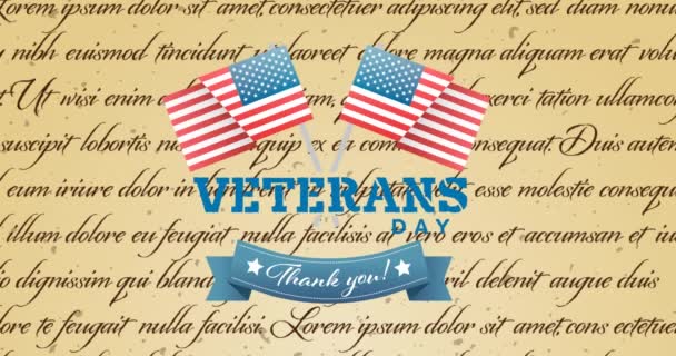 Animation Veterans Day Text Flags America Constitution American Patriotism Independence — Stock Video