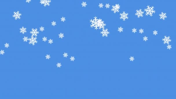 Animazione Neve Che Cade Sfondo Blu Natale Inverno Tradizione Concetto — Video Stock