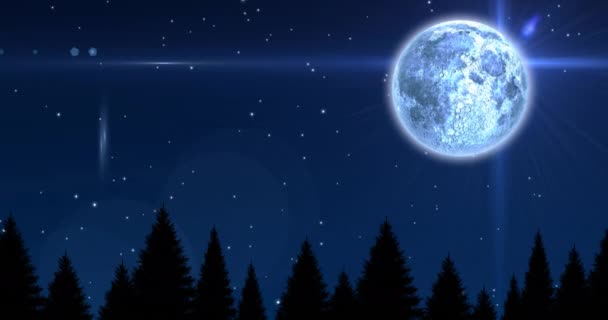 Animación Luna Llena Cielo Nocturno Naturaleza Noche Tranquilidad Concepto Vídeo — Vídeos de Stock