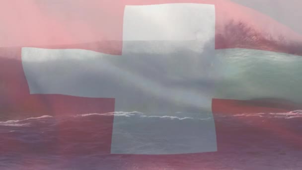 Animation Der Flagge Die Über Wellen Meer Weht Reisen Urlaub — Stockvideo