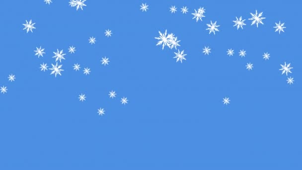 Digital Animation Multiple Snowflakes Icons Falling Blue Background Christmas Festivity — Stock Video