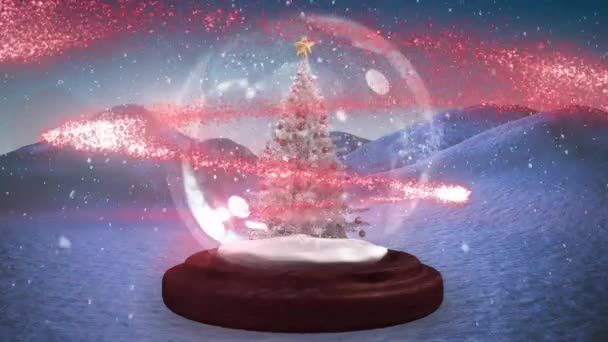 Animation Neige Tombant Sur Arbre Chritmas Sur Paysage Hivernal Noël — Video