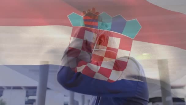 Animation Der Kroatischen Flagge Die Während Der Pandemie Des Jahrhunderts — Stockvideo