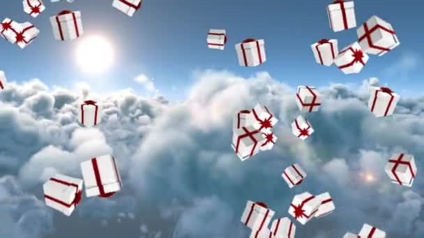 구름낀 선물을 떨어지는 애니메이션 크리스마스 디지털로 비디오 — 비디오