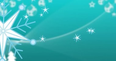 Yeşil zemine düşen kar tanelerinin animasyonu. Noel, gelenek ve kutlama konsepti dijital olarak oluşturuldu.