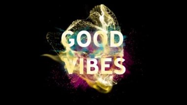 Işıl ışıl hareket eden dalganın üzerindeki iyi titreşimlerin animasyonu. Video oyunu, eğlence ve dijital arayüz kavramı dijital olarak oluşturuldu.