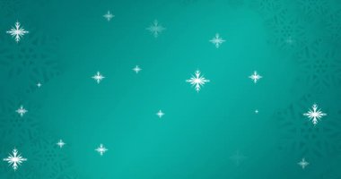 Yeşil zemine düşen kar tanelerinin animasyonu. Noel, gelenek ve kutlama konsepti dijital olarak oluşturuldu.