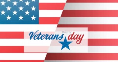 Gaziler Günü Animasyonu, Amerika bayrağı üzerine yazılmış bir metin. Amerikan vatanseverliği, bağımsızlık ve kutlama konsepti dijital olarak oluşturulmuş video.