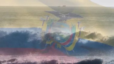 Denizde dalgalanan Şili bayrağının animasyonu. seyahat, tatiller, vatanseverlik ve dijital olarak üretilen video konsepti.