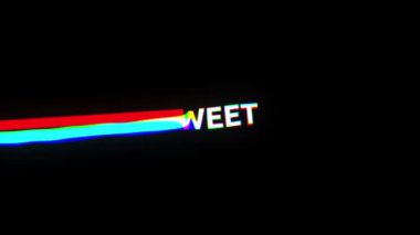 Geometrik şekiller üzerine tatlı metin animasyonu. Video oyunu, eğlence ve dijital arayüz kavramı dijital olarak oluşturuldu.