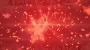 Kırmızı filtreyle arka plandan düşen kar animasyonu. Noel, kış, gelenek ve kutlama konsepti dijital olarak oluşturulmuş video.