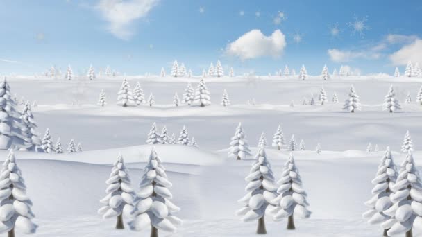 Animación Nieve Cayendo Sobre Paisaje Invernal Navidad Invierno Tradición Concepto — Vídeo de stock