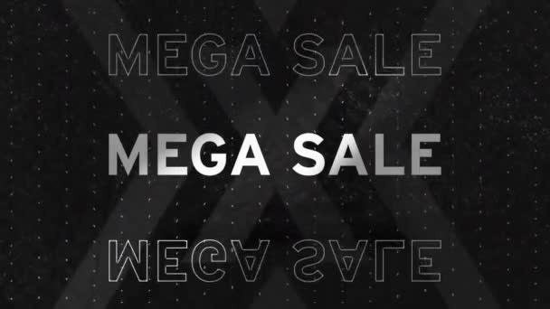 Animation Mega Sale Text Moving Black Background Retail Shopping Concept — Stock Video