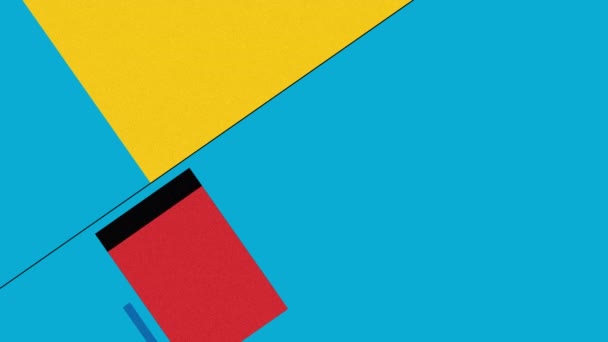 Animation Formes Couleurs Jaune Bleu Rouge Sur Fond Bleu Mouvement — Video