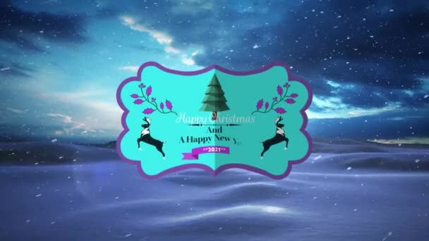 Animación Los Saludos Navideños Sobre Paisaje Invernal Navidad Invierno Tradición — Vídeo de stock