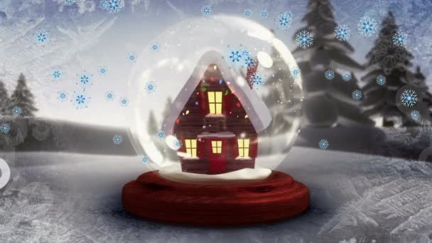 Animáció Alá Üveg Labda Téli Táj Karácsony Tél Hagyomány Ünnepség — Stock videók