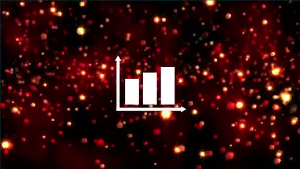 Animação Estatísticas Infográficas Sobre Estrelas Brilhantes Fundo Preto Processamento Dados — Vídeo de Stock