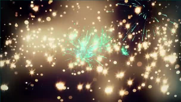 Animatie Van 2021 Tekst Vuurwerk Gloeiende Sterren Nieuwjaar Avond Feest — Stockvideo
