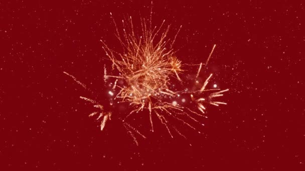 赤い背景に花火の上にDiwaliテキストのアニメーション ディワリ伝統とお祝いのコンセプトをデジタルで作成しました — ストック動画